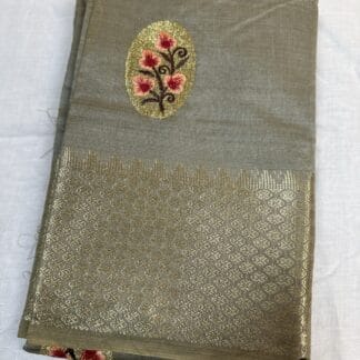 Grey cotton silk saree